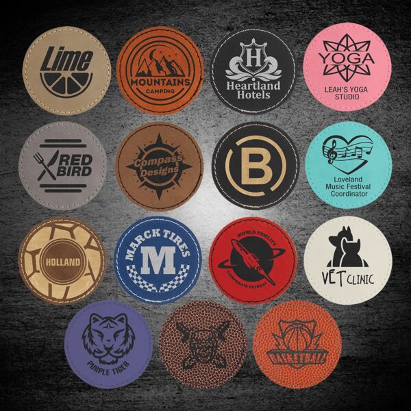 Blank Round Laserable Leatherette Patch with Kota Pro Adhesive Thumbnail