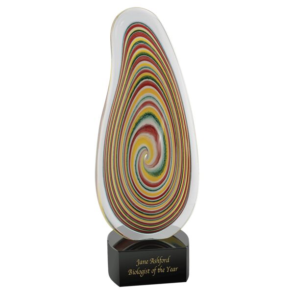 12 1/4" Multi-Color Flat Swirl Art Glass Thumbnail