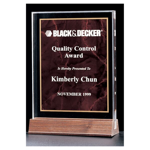 6" x 8 5/8" Ruby Marble Acrylic Award with American Base Thumbnail