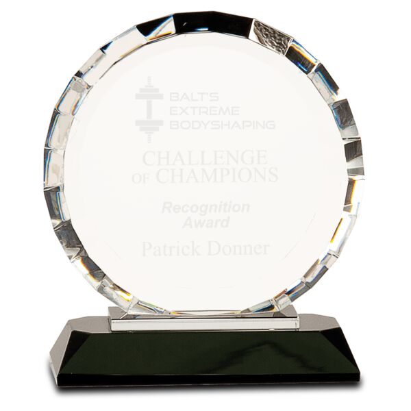 6 1/2" Crystal Round with Rectangle Facets on Crystal Base Thumbnail