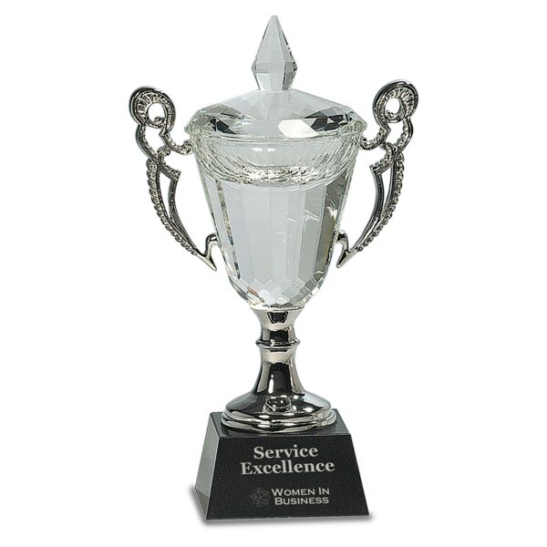 9 1/2" Crystal Cup with Handles and Stem Thumbnail