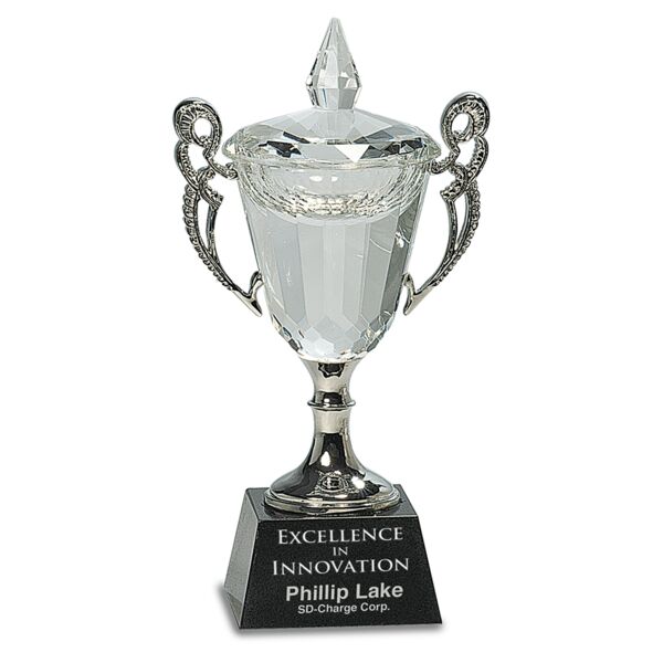 8" Crystal Cup with Handles and Stem Thumbnail