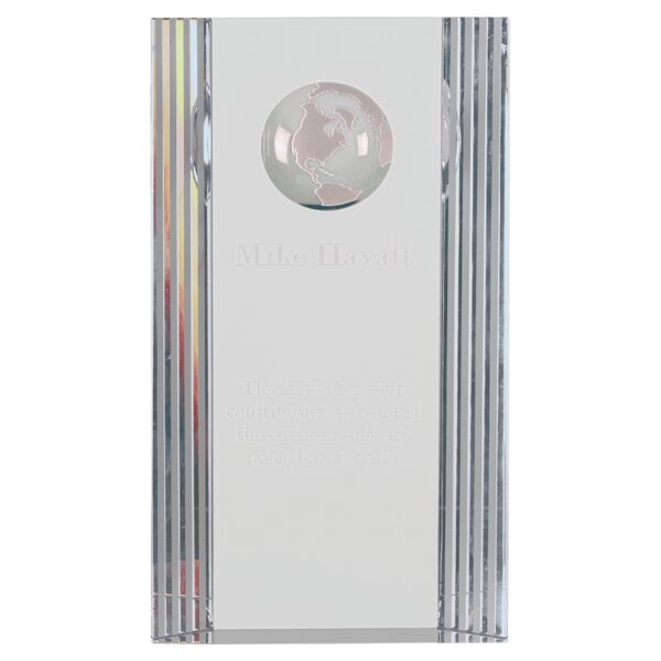 7 3/4" Crystal Rectangle with Globe Etching Thumbnail