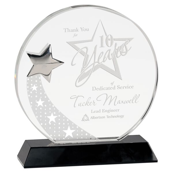 7 1/4" Round Crystal with Star on Pedestal Base Thumbnail