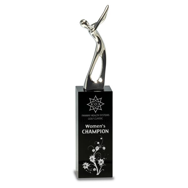 9 1/2" Metal Golf Figure on Crystal Pedestal Thumbnail