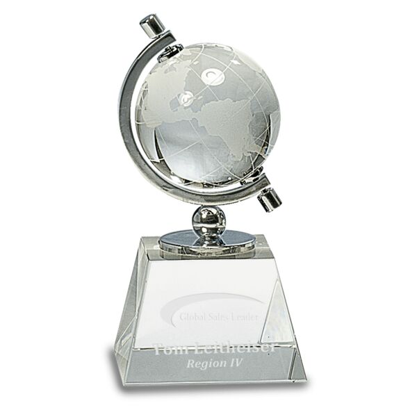 6" Crystal Spinning Globe on Base Thumbnail