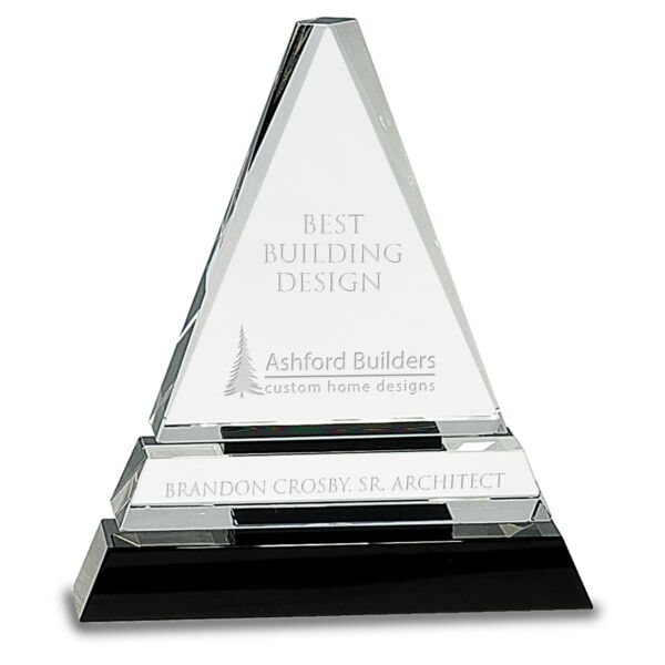 6 1/2" Crystal Triangle on Crystal Pedestal Base Thumbnail