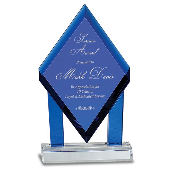 8 3/4" Crystal Floating Diamond with Columns on Base Thumbnail