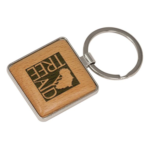 1 9/16" x 1 9/16" /Wood Laserable Square Keychain Thumbnail