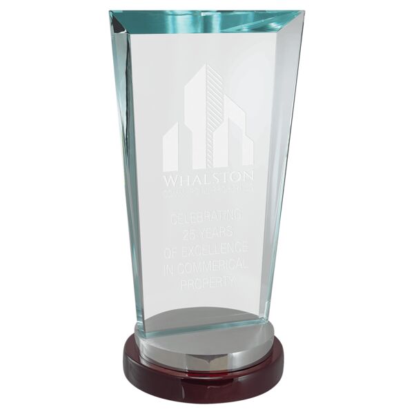 4 1/4" x 9 3/4" Premium Series Glass Award with and Aluminum Base Thumbnail
