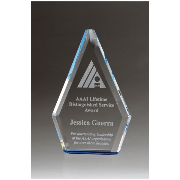 6 1/2" x 9 7/8" Flame Series Crystal Award with Accented Bottom Thumbnail