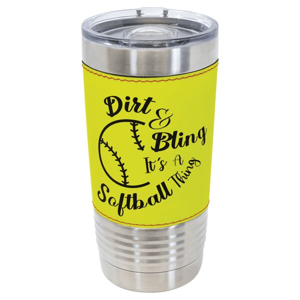 Polar Camel 20 oz. Softball Leather Tumbler with Slider Lid Thumbnail