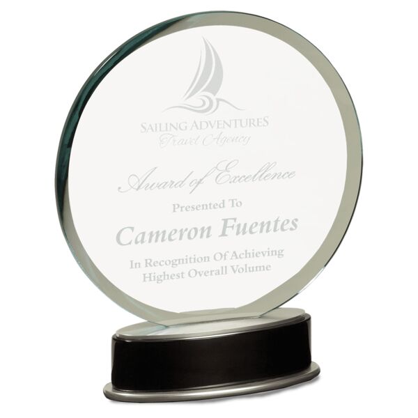 9" Jade Round Metro Glass with and Piano Finish Base Thumbnail