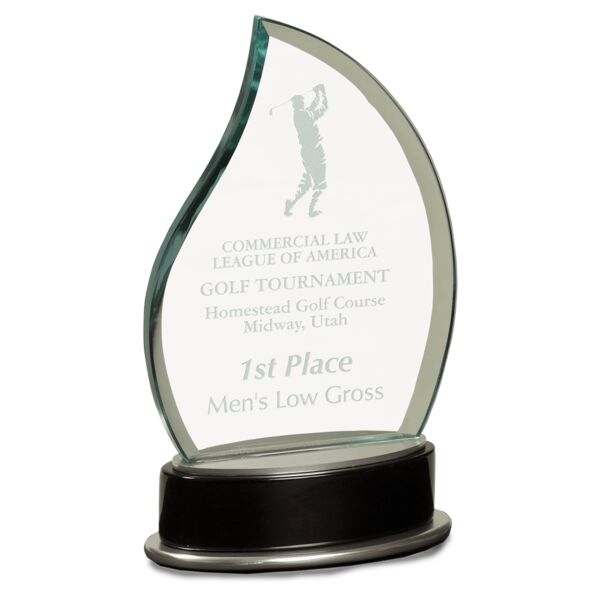 7 3/4" Jade Flame Metro Glass with and Piano Finish Base Thumbnail