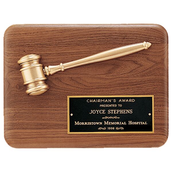 Solid 9" x 12" Plaque with Antique Half Gavel Thumbnail