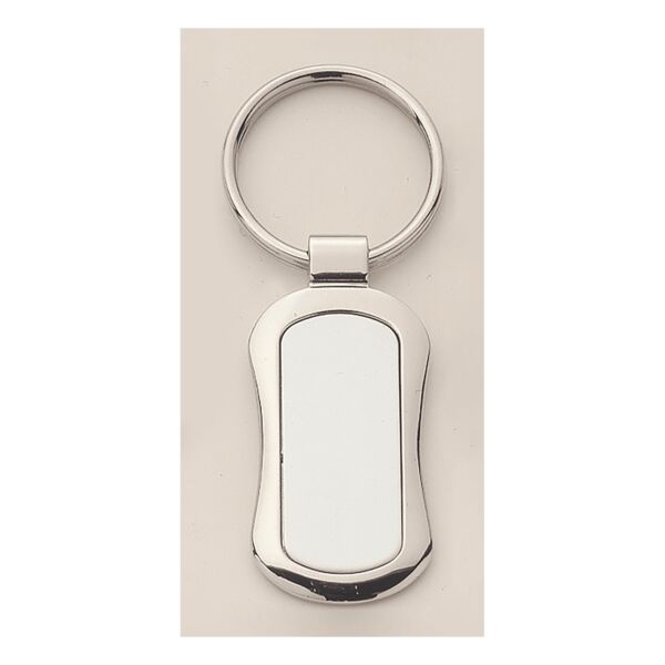 1" x 3 1/4" Polished Key Ring with Matte Laserable Anodized Aluminum Insert Thumbnail