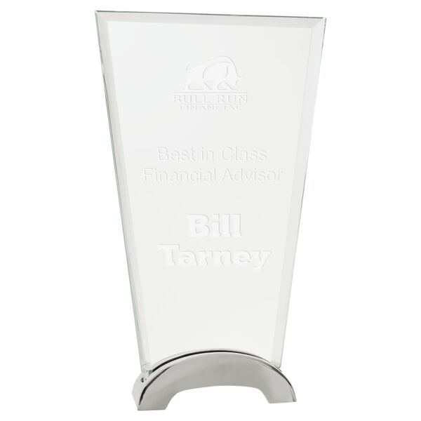 9 1/4" Fan Platinum Glass with Arch Metal Base Thumbnail