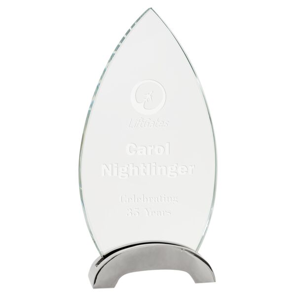 8 1/2" Oval Platinum Glass with Arch Metal Base Thumbnail