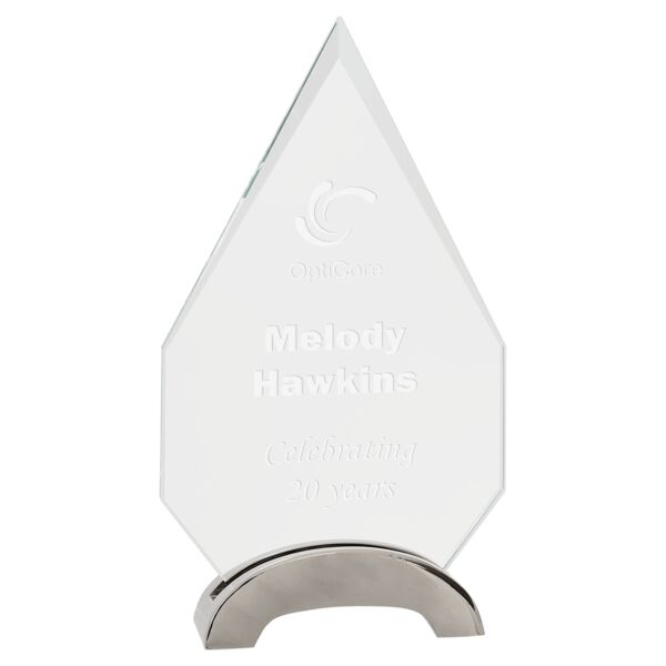 8 1/2" Diamond Platinum Glass with Arch Metal Base Thumbnail