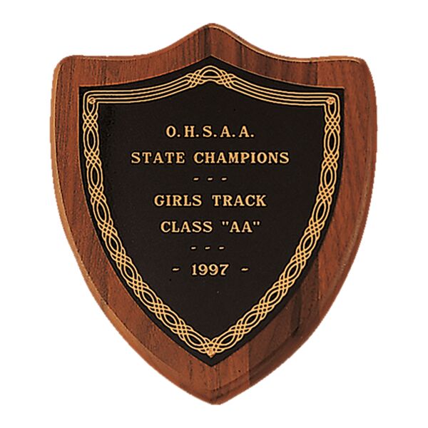 7" x 8" Jewelers Laserable Border Shield Plate on an American Shield Plaque- Sheffield Series Thumbnail