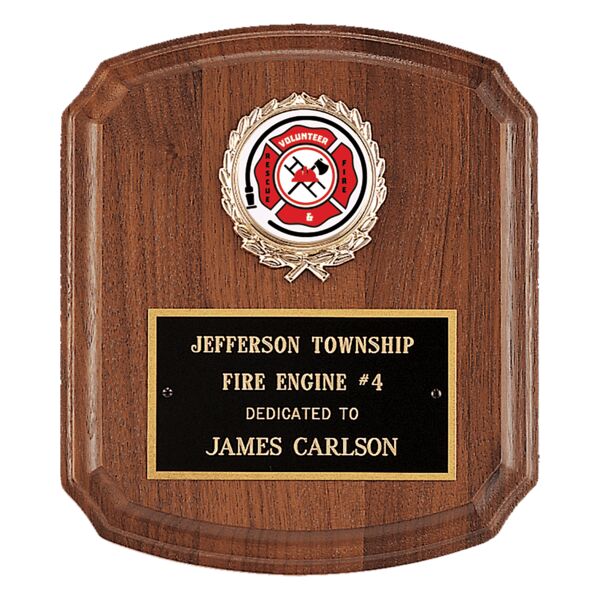 7" x 8" American Plaque with Border Laserable Brass Plate and 2" Insert Holder- Witney Series (2" Inserts Sold Separately) Thumbnail