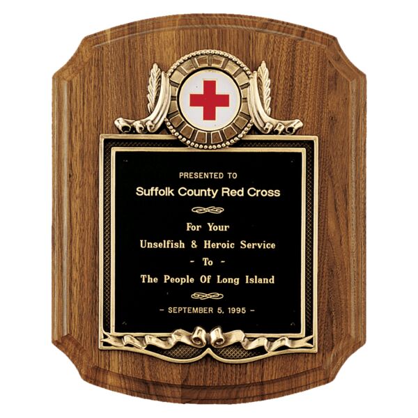 American Plaque with Border Decorative Frame with 2" Insert Holder, Laserable Brass Plate - Witney Series (Inserts Sold Separately) Thumbnail