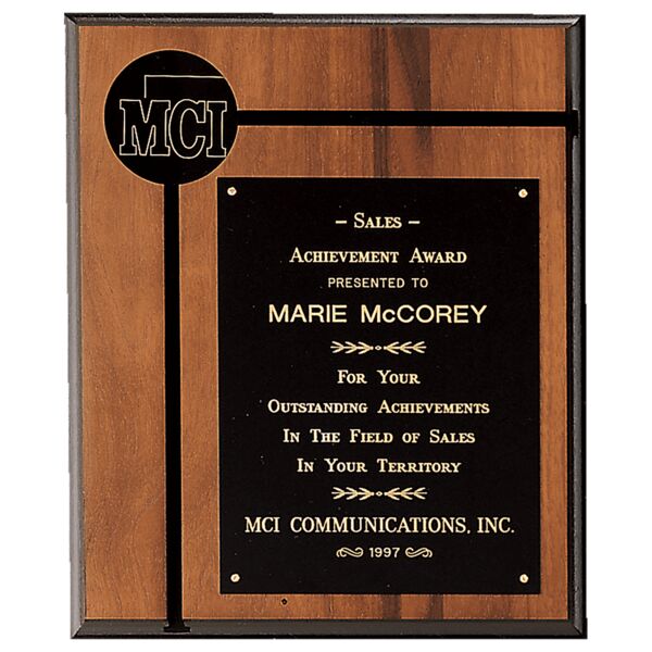 10" x 12" American Routed Plaque w/ Brass Plate and 2 1/2" Brass Disc Thumbnail