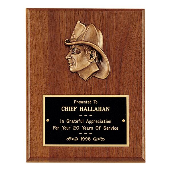 7" x 9" American Plaque with Firefighter Relief and Brass Plate Thumbnail