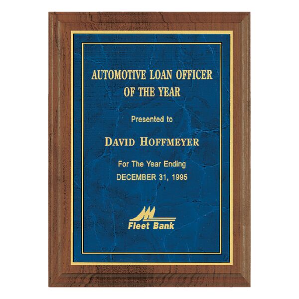 10 1/2" x 13" American Step Edge Plaque with a Border Sapphire Marble LaserFX Plate Thumbnail