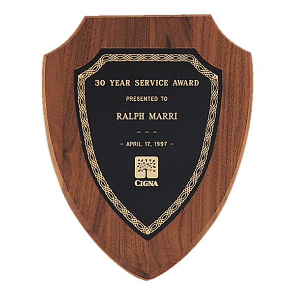 10" x 12" Jewelers Laserable Border Shield Plate on an American Shield Plaque- Sheffield Series Thumbnail