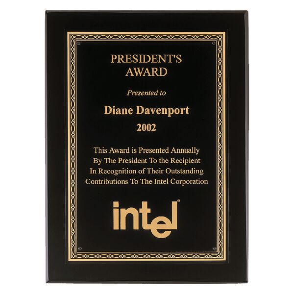 7" x 9" Airflyte Premium Piano Finish Plaque wtih Florentine Border Laserable Brass Plate Thumbnail