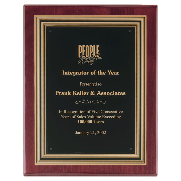 11" x 14" Piano Finish Plaque, Embossed Back Plate & Brass Plate Thumbnail