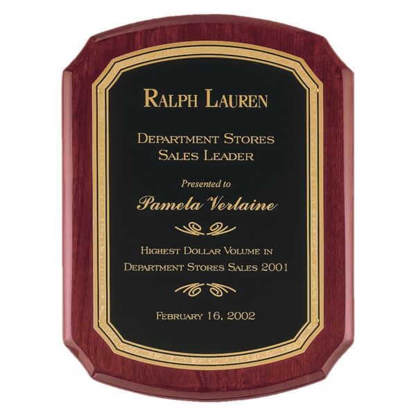 101/2" x 13" Airflyte Piano Finish Plaque with Florentine Border LaserFX Plate Thumbnail