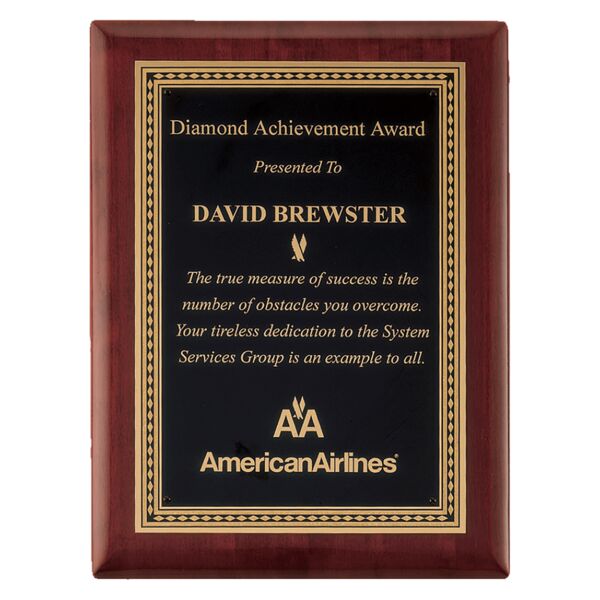 8" x 10 1/2" Airflyte Premium Piano Finish Plaque with Border LaserFX Plate Thumbnail