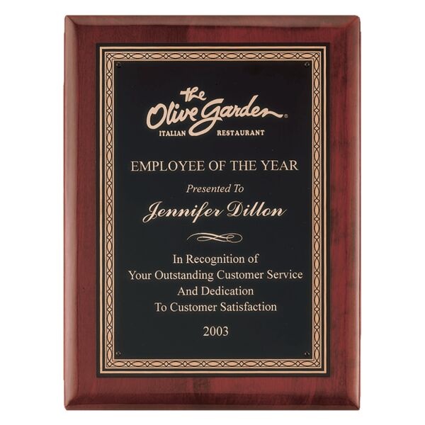 7" x 9" Airflyte Premium Piano Finish Plaque with Border Laserable Brass PLate Thumbnail