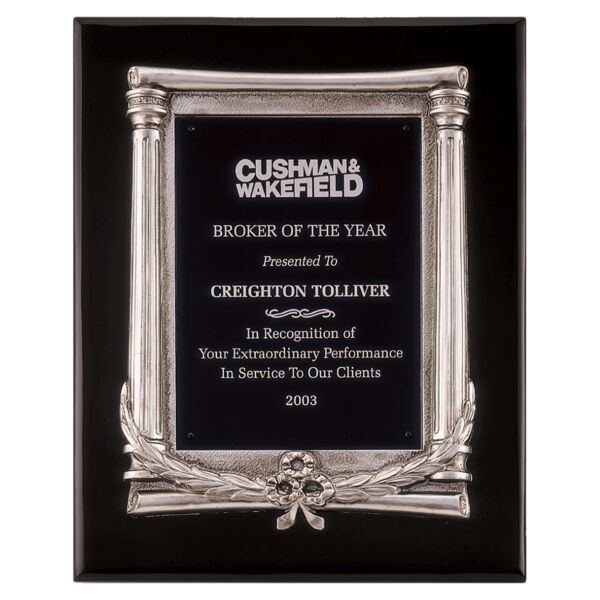 10 1/2" x 13" Piano Finish Plaque, Antique Frame Casting & Aluminum Plate Thumbnail