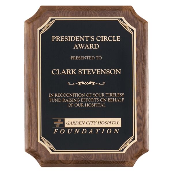 7" x 9" Airflyte Piano Finish Plaque with Florentine Border LaserFX Plate Thumbnail