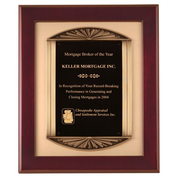 14" x 17" Piano Finish Frame with Antique Finish Frame Casting with Brushed Metal Background and LaserFX Plate Thumbnail
