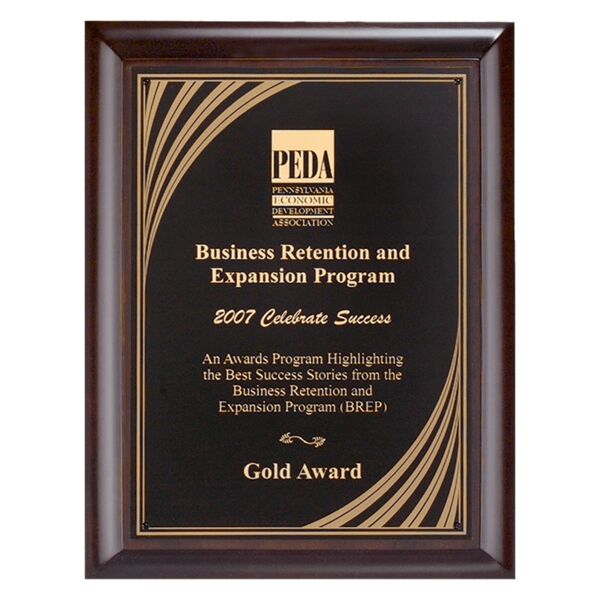 11" x 14" Hand Rubbed Finish Plaque with Cascading Swirl Design Laserable Brass Plate Thumbnail