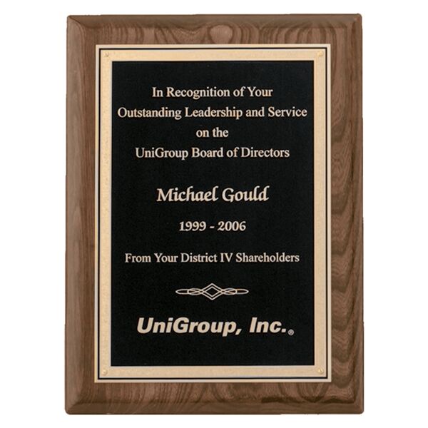 9" x 12" Airflyte Piano Finish Plaque with Textured Florentine Border LaserFX Plate Thumbnail