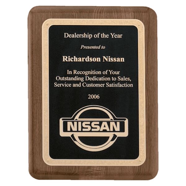 8" x 10 1/2" Airflyte Piano Finish Plaque with Textured Florentine Border LaserFX Plate Thumbnail