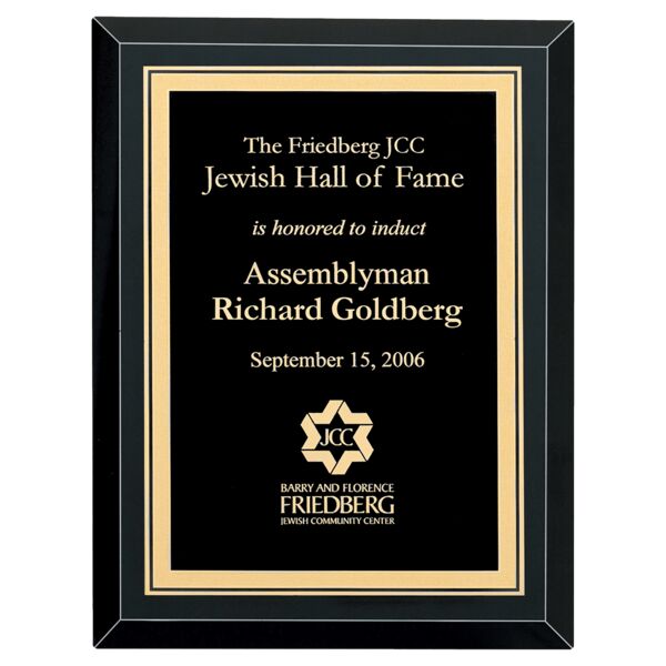 9" x 12" Airflyte Premium Mirror Glass Plaque with Florentine Border LaserFX Plate Thumbnail