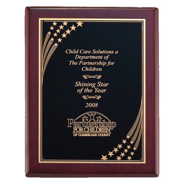 8" x 10 1/2" Airflyte Piano Finish Plaque with Florentine Star Border LaserFX Plate Thumbnail