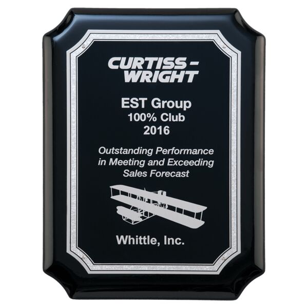 8" x 10 1/2" High Gloss Plaque with Florentine Border Laserable Aluminum Plate Thumbnail