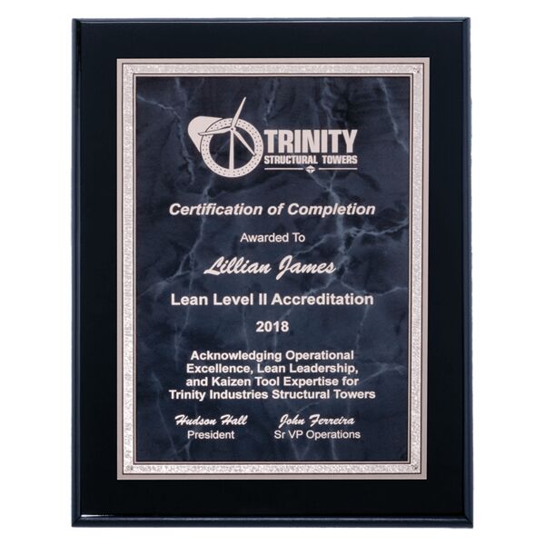 7" x 9" Airflyte High Gloss Plaque with Marble/ Florentine Border Plate Thumbnail