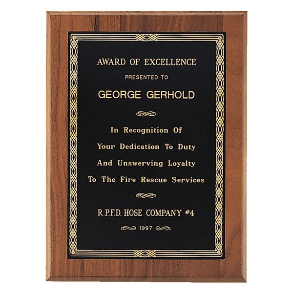 5" x 7" Jewelers Laserable Border Plate on an American Plaque- Sheffield Series Thumbnail