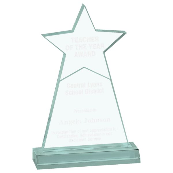 4 3/4" x 8" Jade Star Obelisk Acrylic with 5 3/4" Base Thumbnail