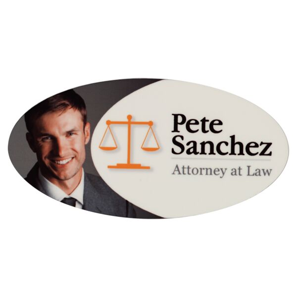 3" x 1.5" Gloss Oval Unisub FRP Sublimatable Name Badge Thumbnail