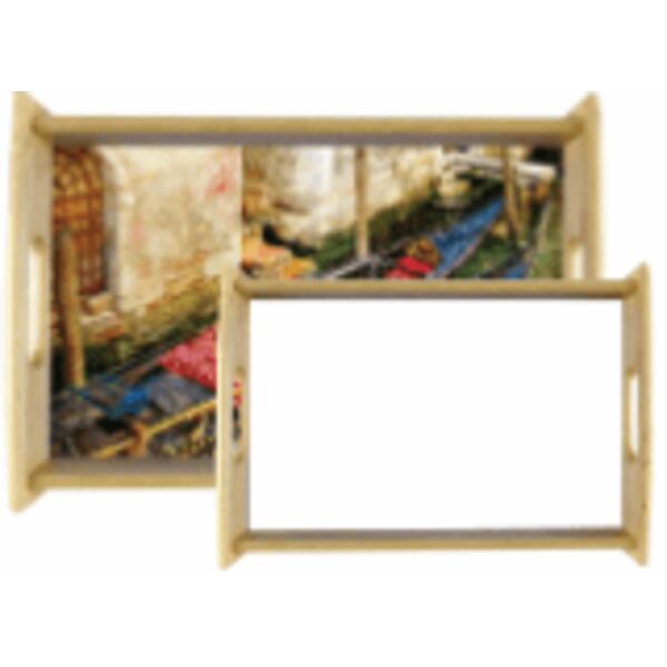 13.875" x 8.875" Unisub Natural Serving Tray with Sublimatable Insert Thumbnail