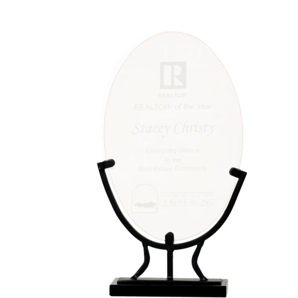 8 3/4" Oval Vintage Glass with Iron Base Thumbnail